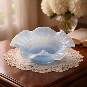Elegant Blue Fenton Glass Candy Bowl